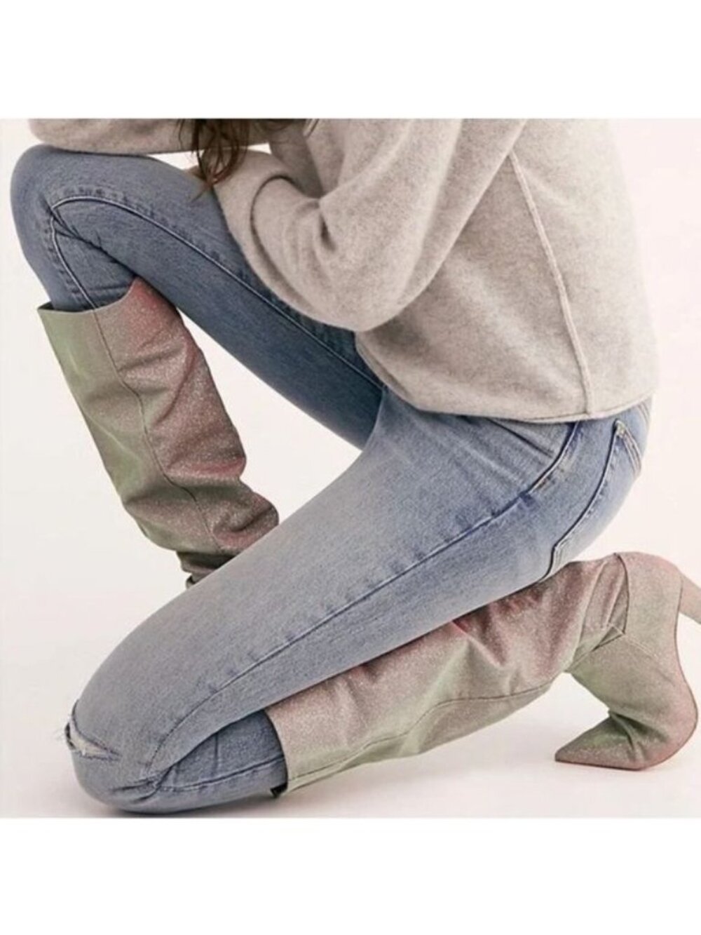 NIB Free People Shimmer Knee High Slouch Boots 10 | Indie Sleaze Glamoratti Y2K - Picture 16 of 16